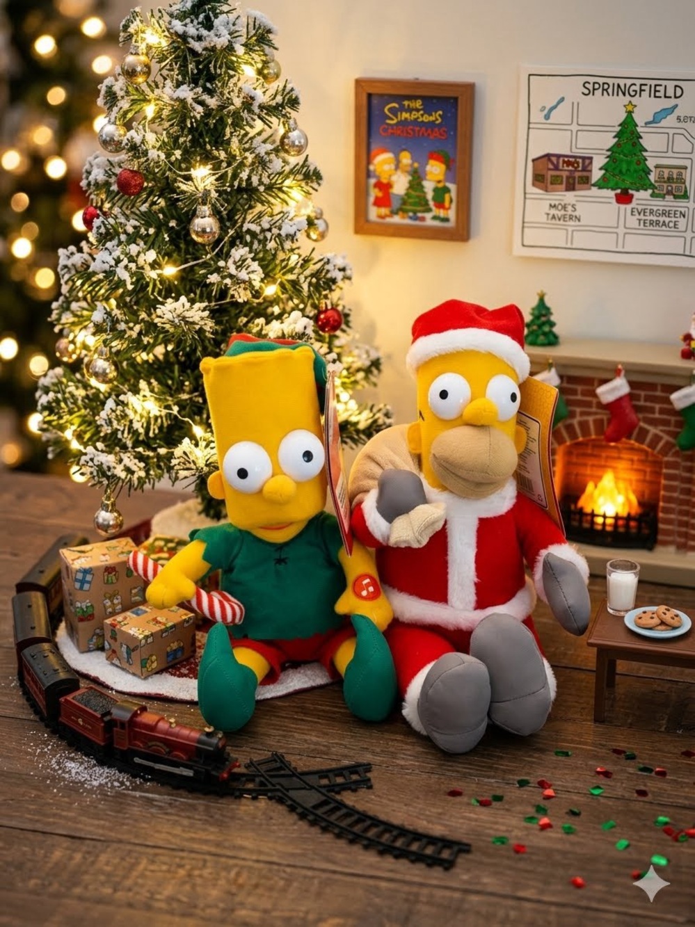 The Simpsons 2012 Christmas Plush NWT Santa Homer Elf Bart set of 2 see note